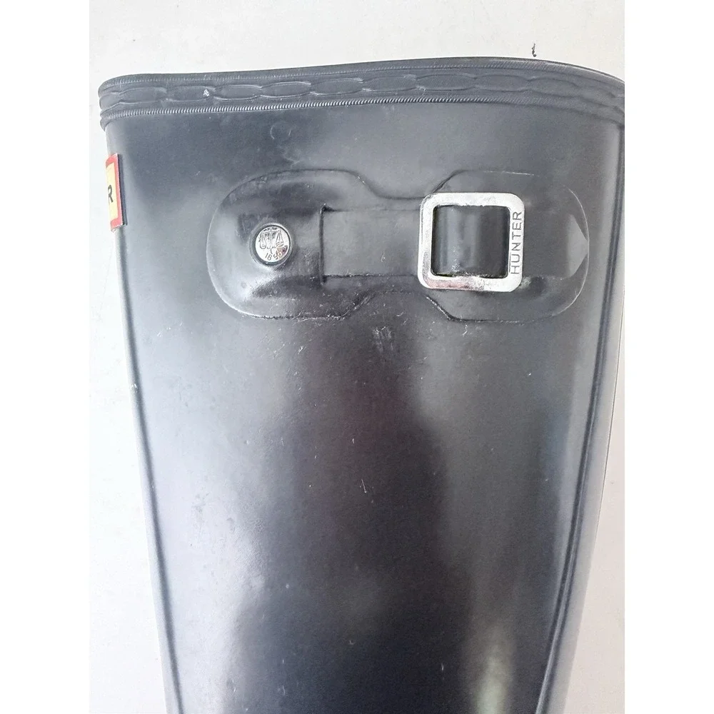 Hunter Big Kids Original Gloss Rain Boots‎ Size 1 Black Waterproof Buckle Strap